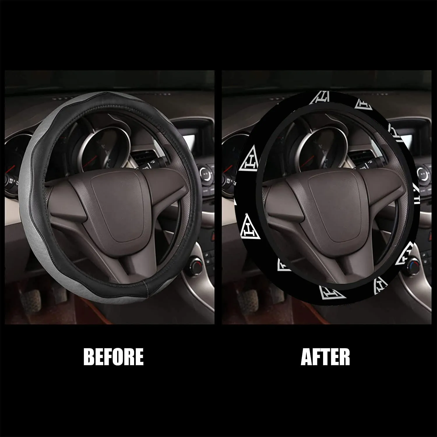 Royal Arch Chapter Steering Wheel Cover - White & Gold
