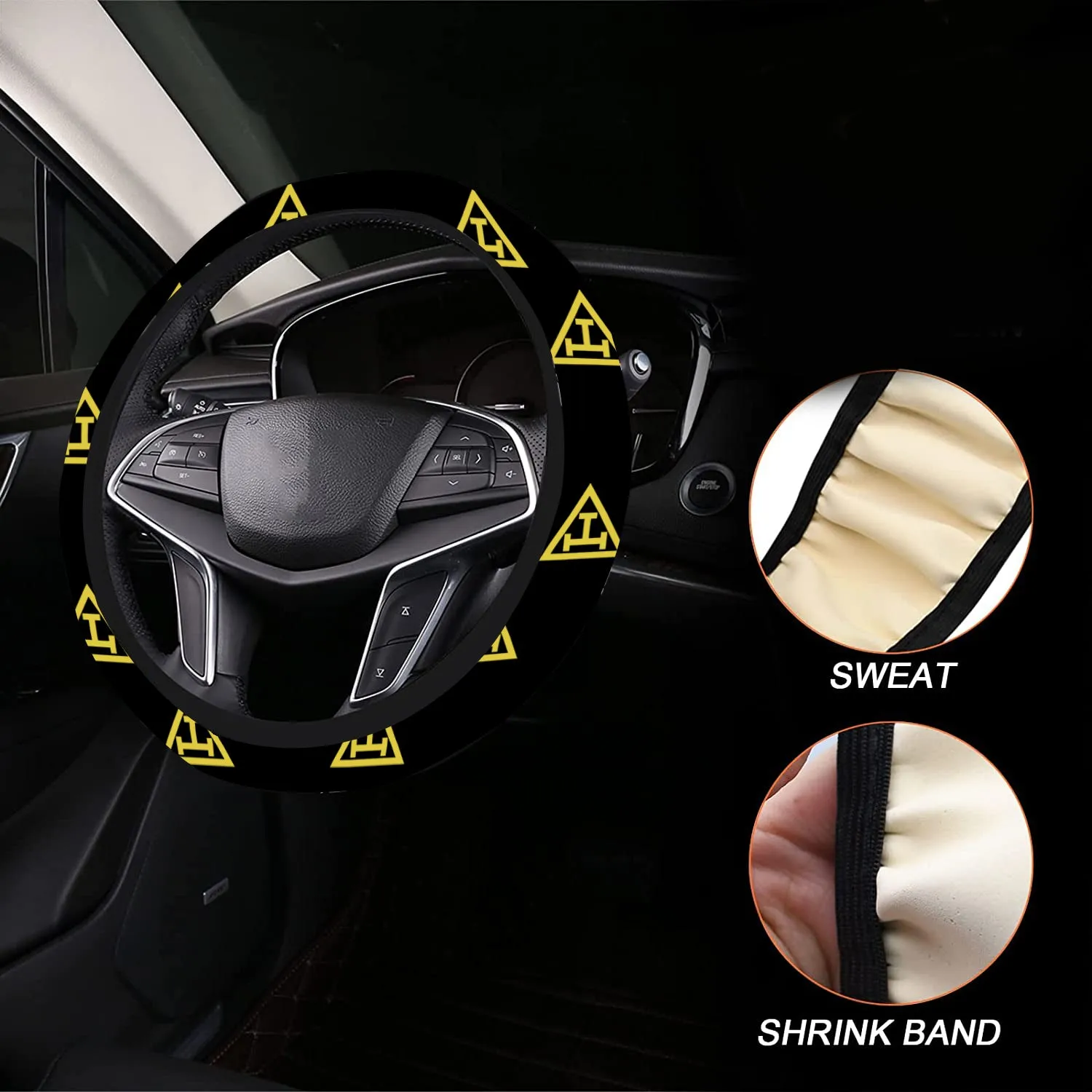 Royal Arch Chapter Steering Wheel Cover - White & Gold