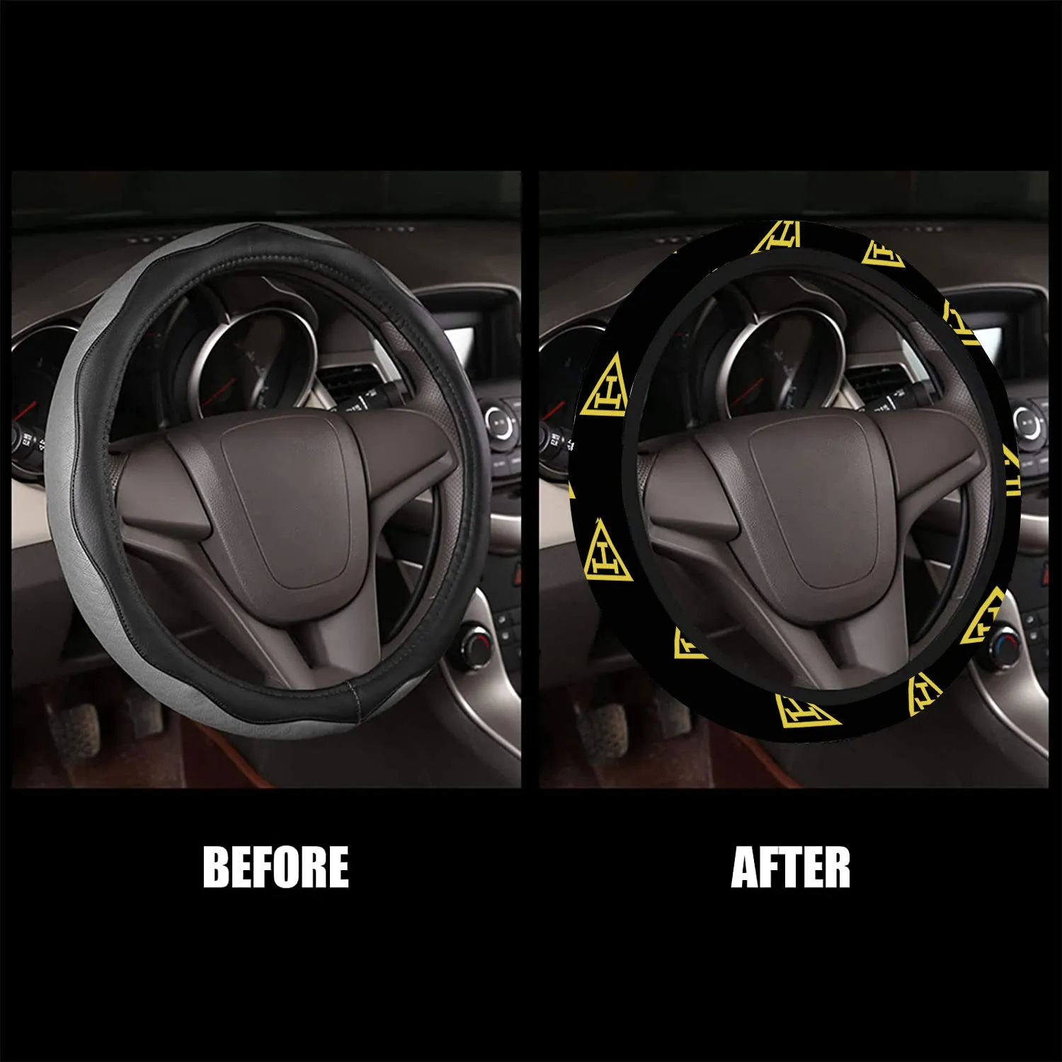 Royal Arch Chapter Steering Wheel Cover - White & Gold