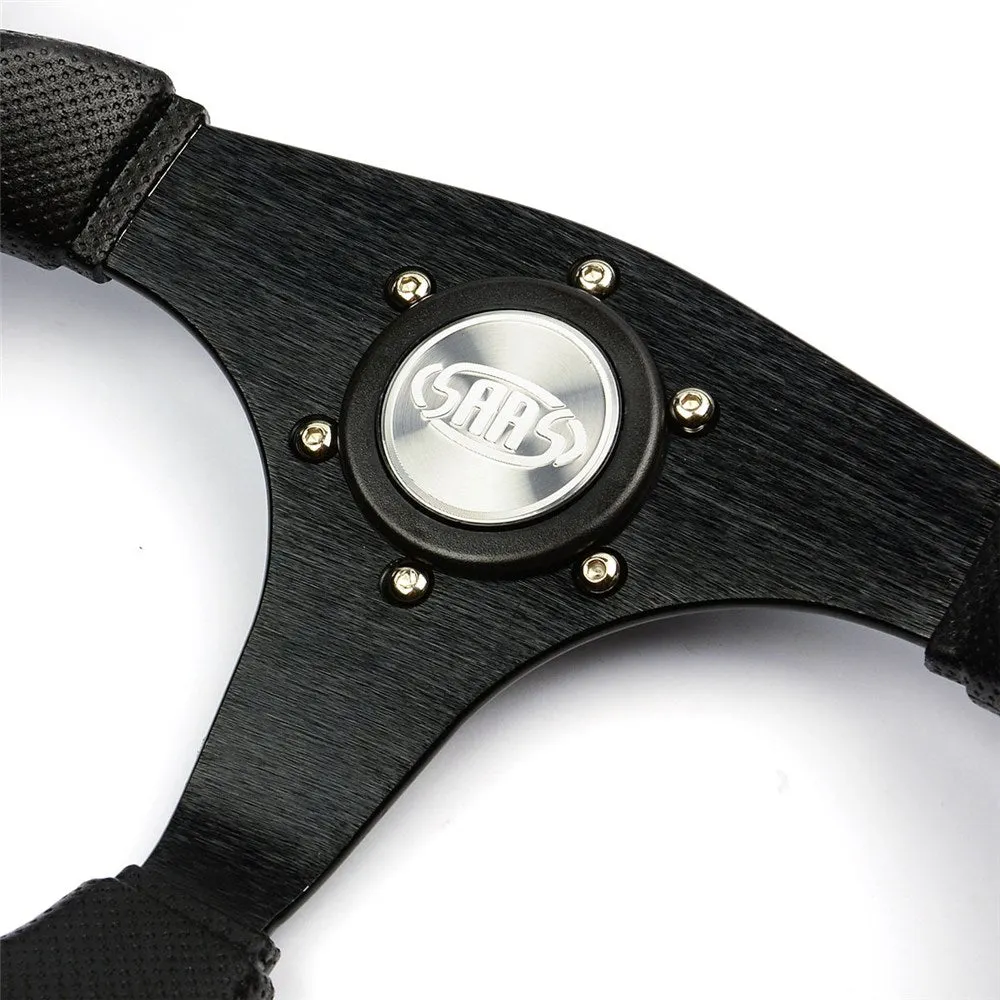 SAAS 14" ADR Compliant Octane Poly Grip Steering Wheel with Three Black Brushed Alloy Spokes - SW515B-R
