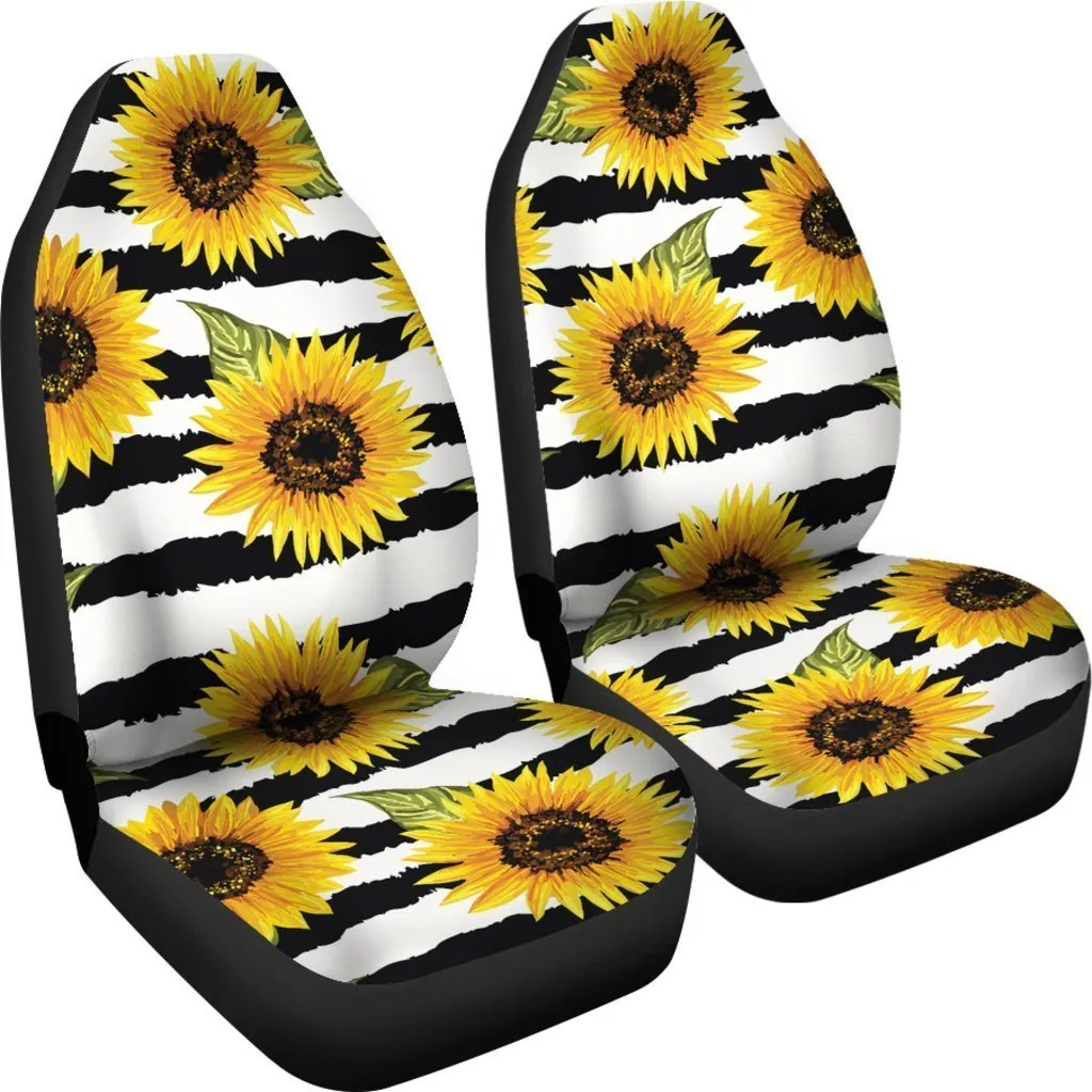 Sunflower Striped Pattern Print Universal Fit Car Seat Covers