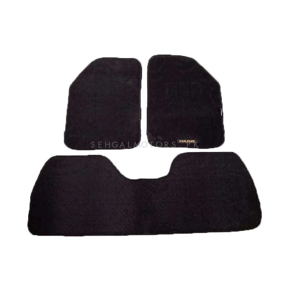 Suzuki Cultus Carpet Custom Floor Mat Black Old Model Mix Design 3 Pcs - Model 2007-2017