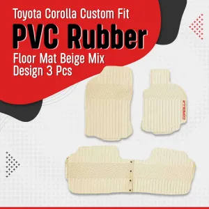 Toyota Corolla Custom Fit PVC Rubber Floor Mat Beige Mix Design 3 Pcs - Model 2017-2020